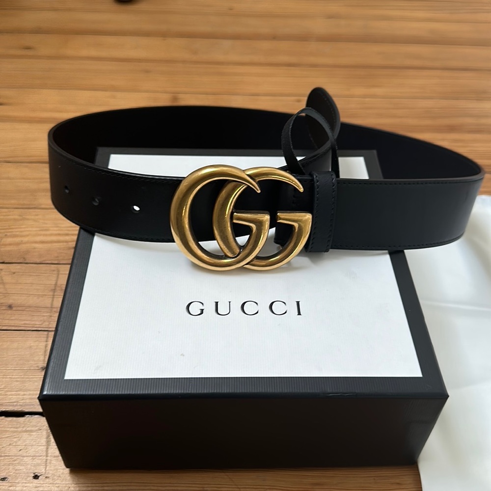 Gucci Leather Belt with Double G Buckle - Size 75